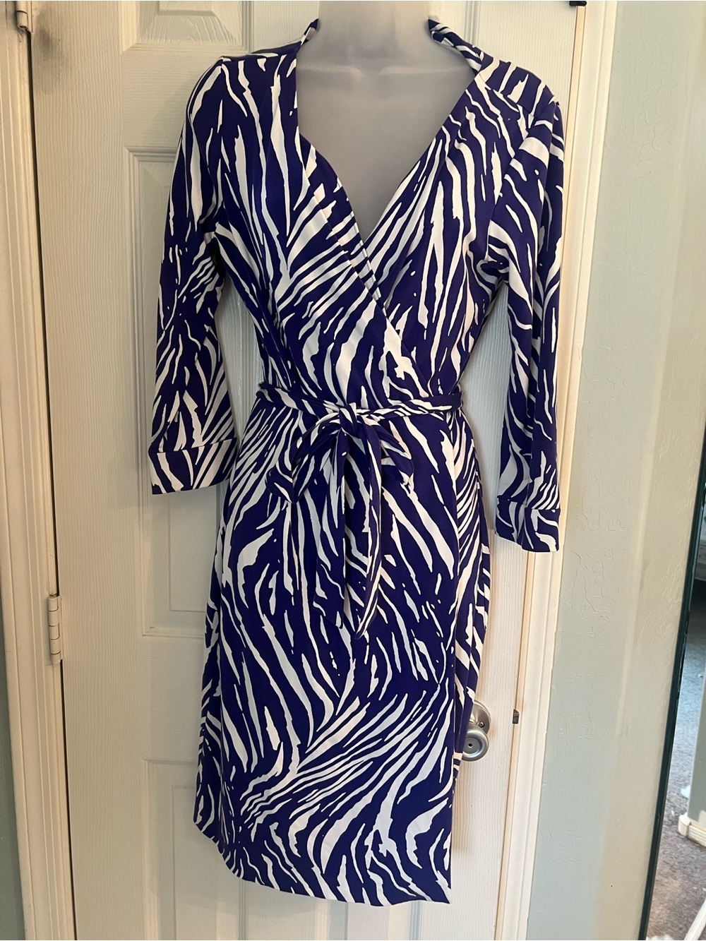 DVF New Julian wrap purple zebra print Diane Von Furstenberg dress 8